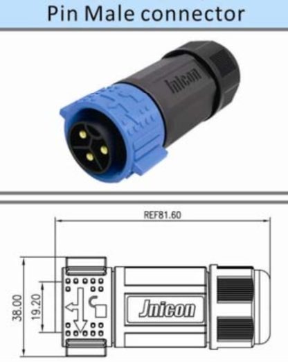 Konektor vodonepropusni industrijski 3-pin (par m/ž) - Image 3